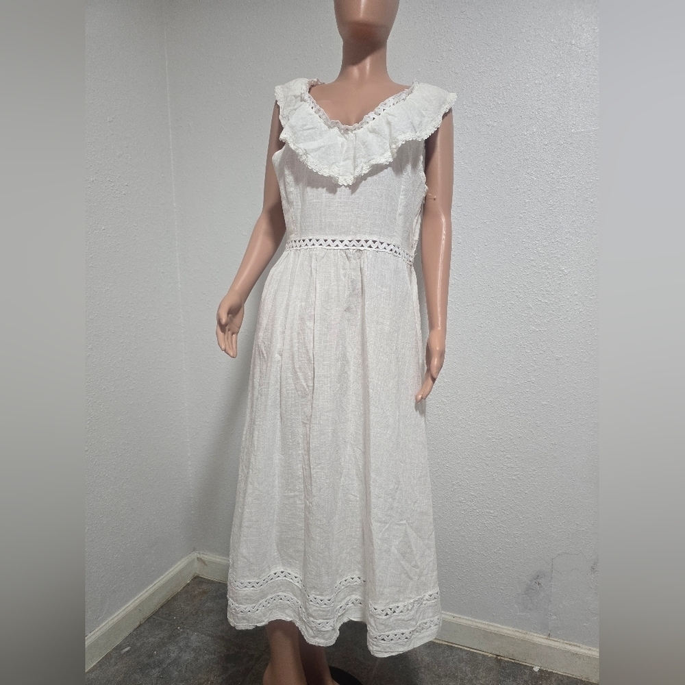MISSLOOK White Lace Trim Maxi Dress
